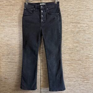 Madewell Cali Demi Boot Jeans Black High Rise Button Fly Cropped Women 25